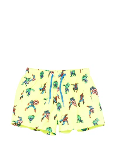Mc2 Saint Barth Kids' X Marvel Jean Lighting Drawstring Swim Shorts In Multi