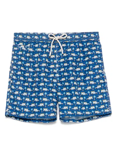 Mc2 Saint Barth X Panda Panda Vojage-print Swim Shorts In Blue