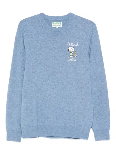 Mc2 Saint Barth X Peanuts Embroidered Heron Light Embry Sweater In Blue