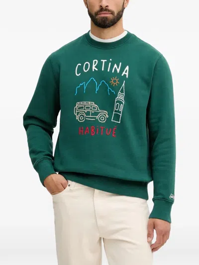 Mc2 Saint Barth X Peanuts Embroidered Sweatshirt In Green