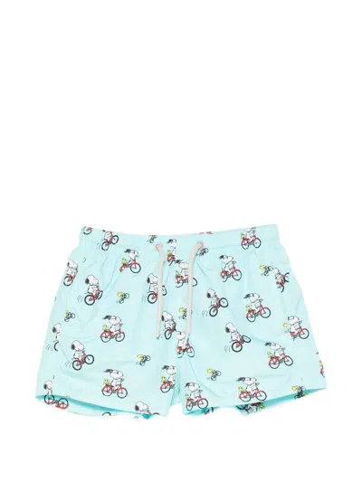 Mc2 Saint Barth Kids' X Peanuts Jean Lighting Drawstring Swim Shorts In Blue