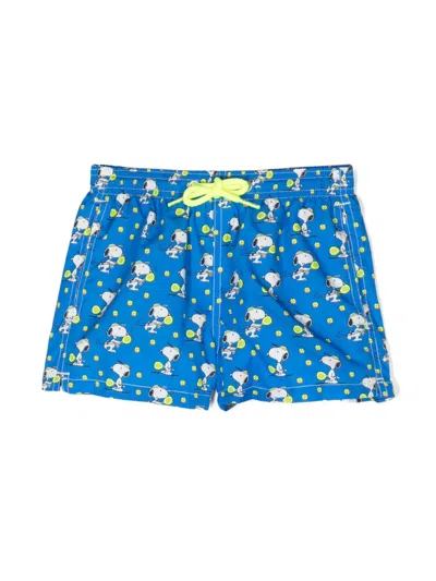 Mc2 Saint Barth Kids' X Peanuts Jean Lightning Swim Shorts In Blue