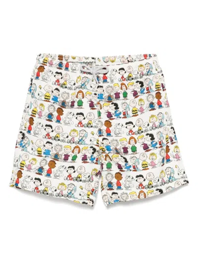 Mc2 Saint Barth Kids' X Peanuts Jean Swim Shorts In White