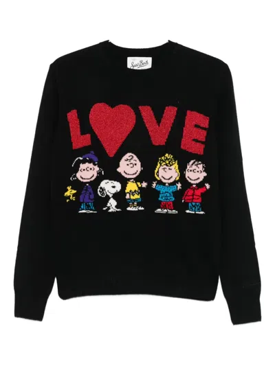 Mc2 Saint Barth X Peanuts New Queen Intarsia-knit Jumper In Black