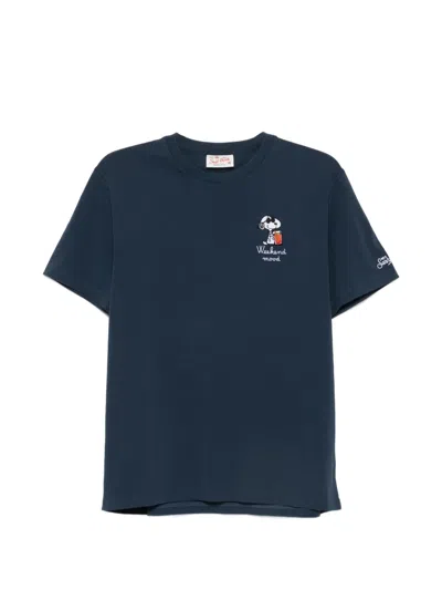 Mc2 Saint Barth X Peanuts Portofino Embroidered T-shirt In Blue