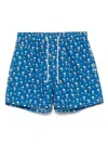 Mc2 Saint Barth All-over Print Elastic Waistband Swim Shorts In Blue