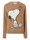 Mc2 Saint Barth X Peanuts Special Edition Cartoon Intarsia Sweater In Brown