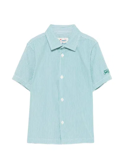 Mc2 Saint Barth Kids' X Peanuts Striped Short-sleeved Shirt In Blue