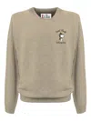 Mc2 Saint Barth Beige Crew Neck Sweatshirt With Ribbed Details In Brown
