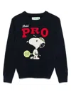 Mc2 Saint Barth Douglas Blue Sweater With Snoopy Padel Pro Embroidery In Wool And Cashmere Blend Boy In Blue