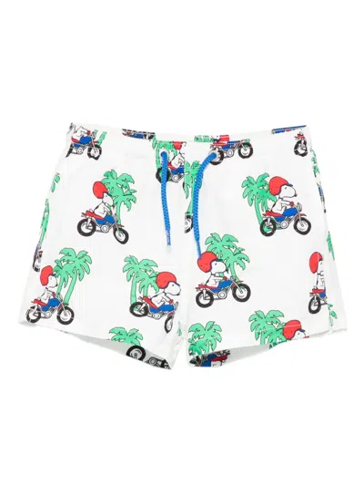 Mc2 Saint Barth Kids' X Snoopy Peanuts Printed Swim Shorts In White