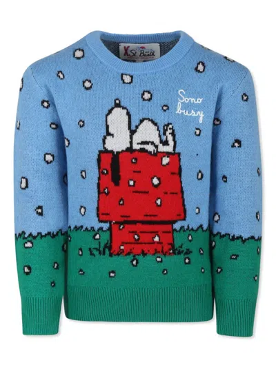 Mc2 Saint Barth Kids' X Snoopy Peanuts Sweater In Light Blue