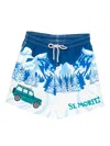 Mc2 Saint Barth X St. Moritz Gustavia Printed Swim Shorts In Blue