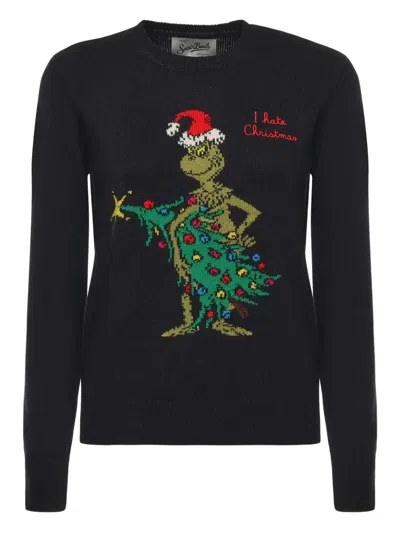 Mc2 Saint Barth X The Grinch Douglas Embroidered Sweater In Black