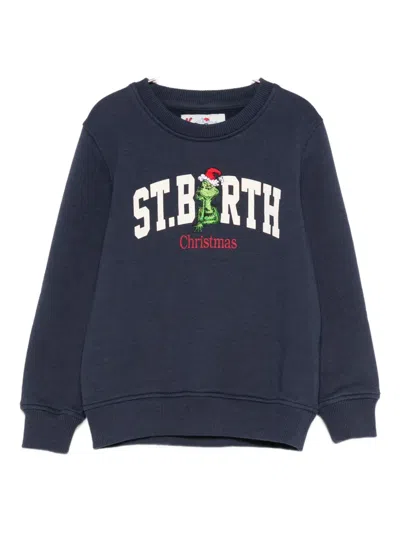 Mc2 Saint Barth Kids' X The Grinch Hutton Embroidered Sweatshirt In Blue