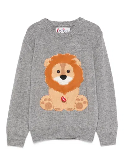 Mc2 Saint Barth Kids' X Trudi Douglas Lion-appliqué Sweater In Gray