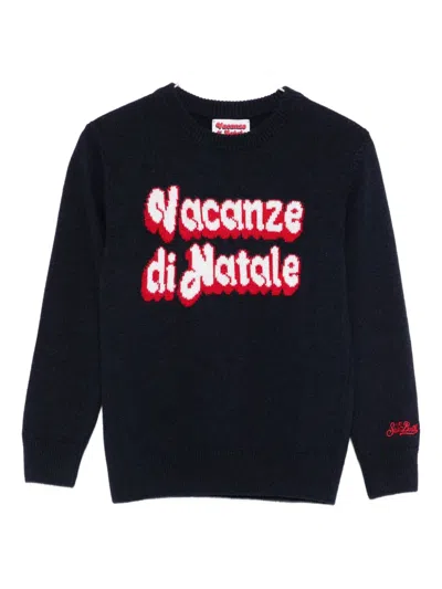 Mc2 Saint Barth Kids' X Vacanze Di Natale Douglas Intarsia Sweater In Blue