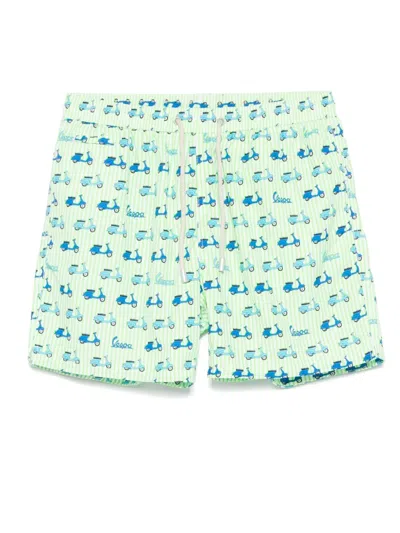 Mc2 Saint Barth X Vespa Printed Swim Shorts In Green