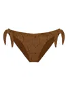 Mc2 Saint Barth Yali Eyelet-detail Tie-side Bikini Bottoms In Brown
