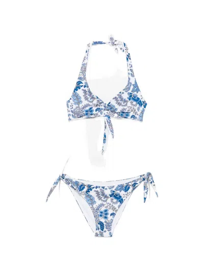 Mc2 Saint Barth Yali Floral-print Bikini In Blue