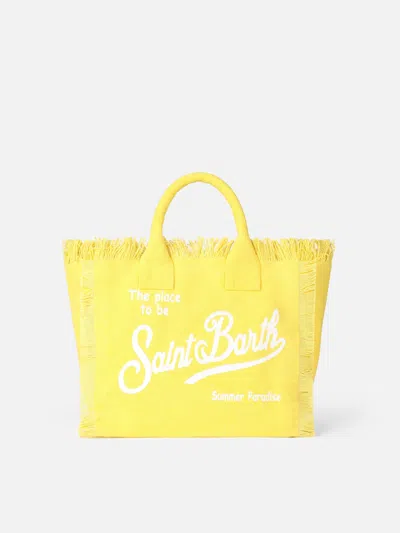 Mc2 Saint Barth Yellow Cotton Canvas Colette Handbag