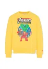 Mc2 Saint Barth Yellow Sweatshirt For Boy With Avengers Print In White