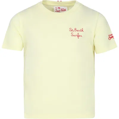 Mc2 Saint Barth Kids' Yellow T-shirt For Boy With Mickey Mouse Print