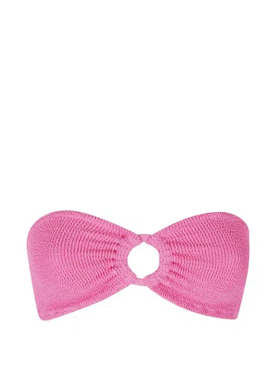 Mc2 Saint Barth Yulia Elise Crinkle Ring-detail Bikini Top In Pink