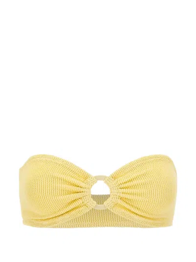 Mc2 Saint Barth Yulia Ring-detail Bikini Top In Yellow