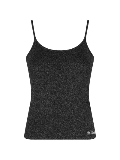 Mc2 Saint Barth Zaira Lurex-knit Top In Black