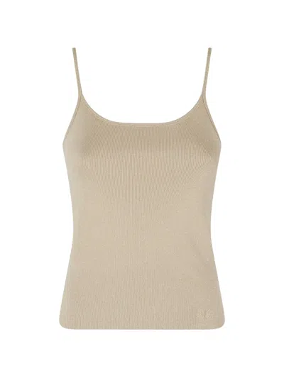 Mc2 Saint Barth Zaira Ribbed-knit Top In Neutral