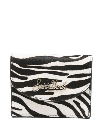 Mc2 Saint Barth Zebra Brushed Leather Wallet In White