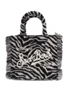 Mc2 Saint Barth Zebra Felt Mini Tote Bag In Black