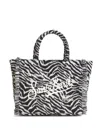 Mc2 Saint Barth Zebra Fringed Colette Tote Bag In White