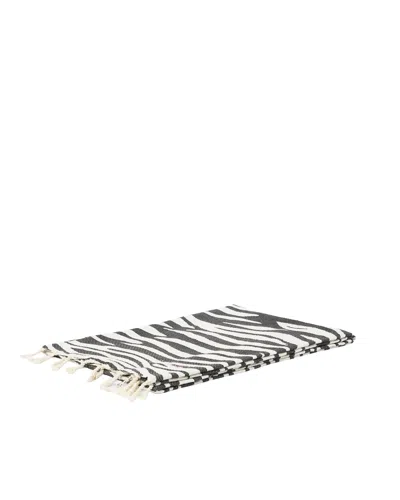 Mc2 Saint Barth Zebra Jacquard Cotton Beach Towel In Black