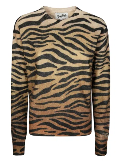 Mc2 Saint Barth Zebra-motif Alpaca Sweater In Brown
