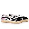 Mc2 Saint Barth Zebra Print Canvas Espadrillas With Embroidery In Black