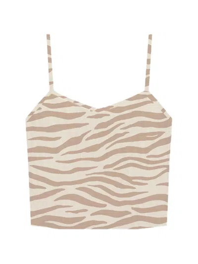 Mc2 Saint Barth Zebra Print Crop-top In Gray