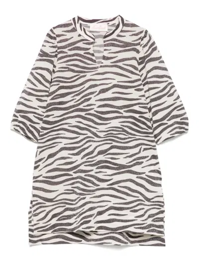 Mc2 Saint Barth Kids' Zebra-print Dress In Neutrals