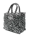Mc2 Saint Barth Zebra Print Fringed Tote Bag In Black