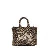 Mc2 Saint Barth Zebra-print Mini Felt Vanity Bag In Brown