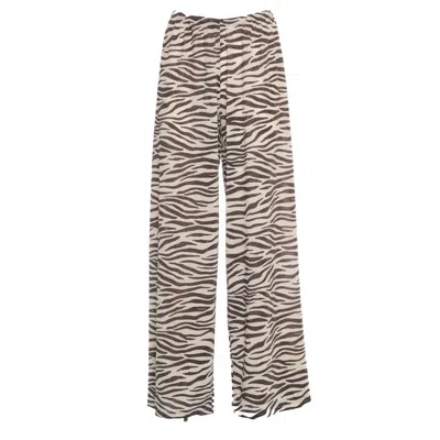 Mc2 Saint Barth Zebra Print Wide-leg Trousers With Elastic Waistband