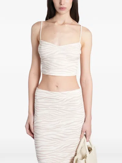 Mc2 Saint Barth Zebra-print Cropped Top In Neutral