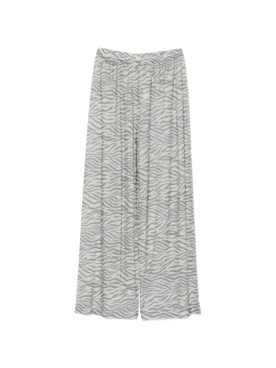 Mc2 Saint Barth Kids' Zebra-print Glitter Trousers In Gray