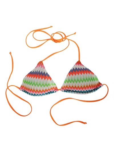 MC2 SAINT BARTH ZIG-ZAG PATTERNED LACE-UP BIKINI TOP