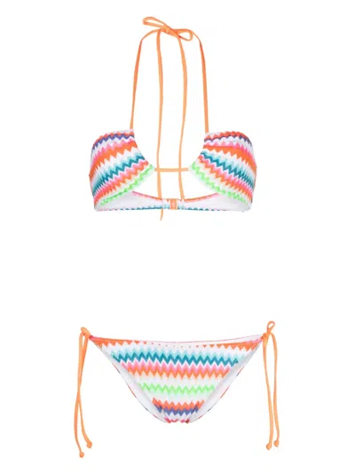 Mc2 Saint Barth Zigzag-print Bikini Set In Orange
