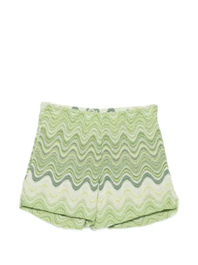 Mc2 Saint Barth Zigzag-knit Shorts In Green