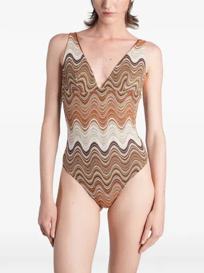 Mc2 Saint Barth Zigzag-knit Swimsuit In Multi