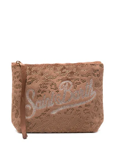Mc2 Saint Barth Zip-fastening Clutch Bag In Brown