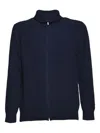 Mc2 Saint Barth Zip Ribbed Cardigan In Blue